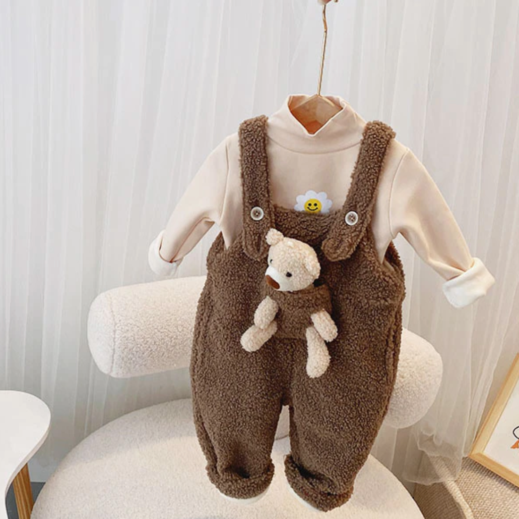 Kids Adorable Bear Overalls