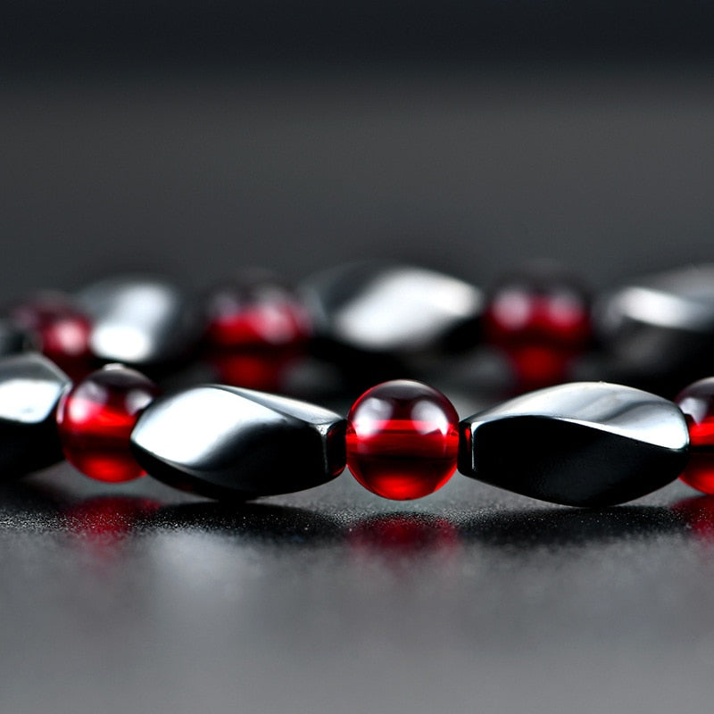 Red Agates Hematite Bracelet