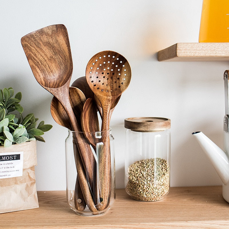 Eco-Friendly Wooden Kitchen Utensils Set