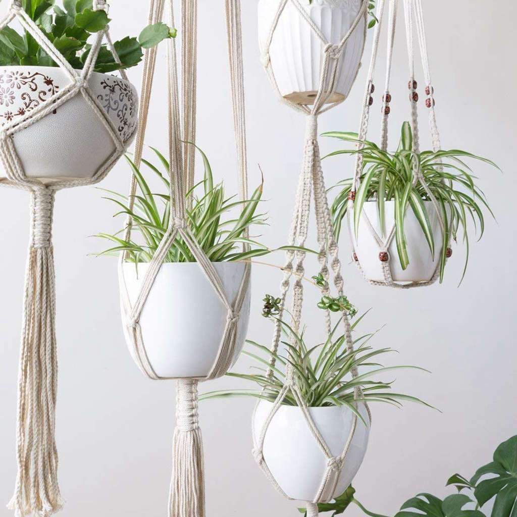 Macrame Handmade Crochet Plant Hangers (4 pcs per set)