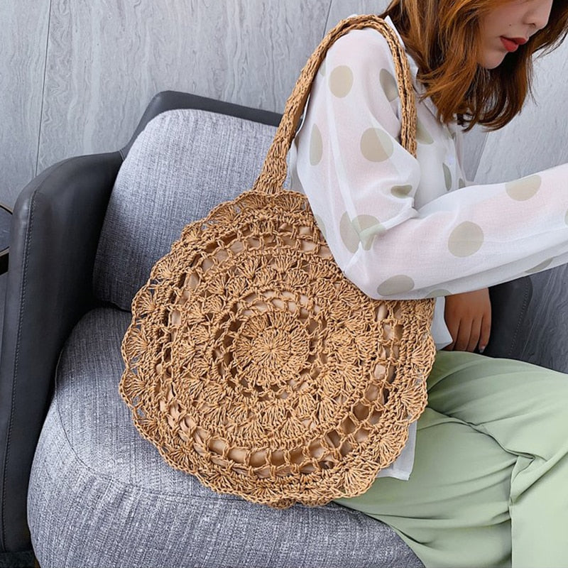 Hand-Woven Round Tote Bag