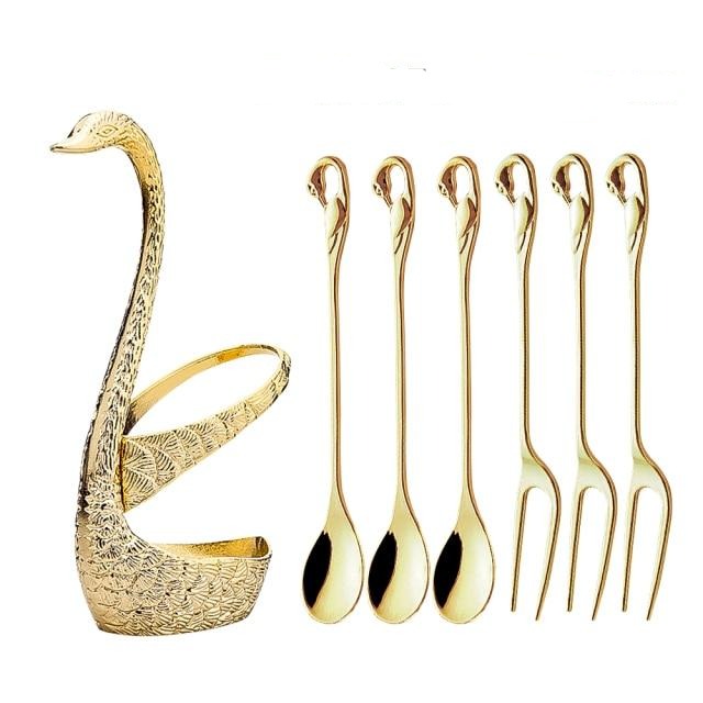 Swan-Inspired Dessert Flatware