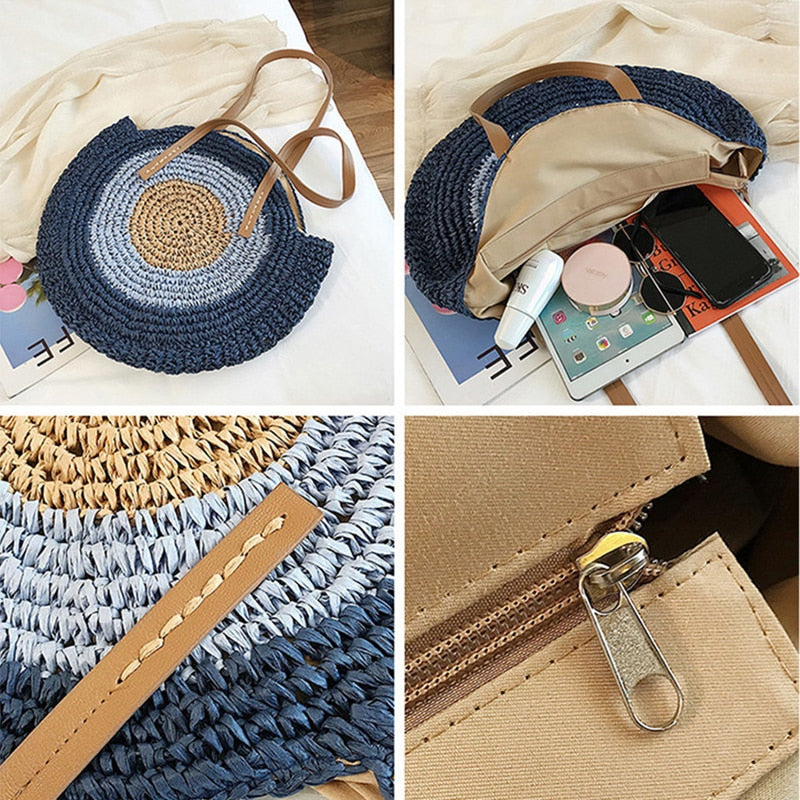 Summertime Round Woven Tote Bag