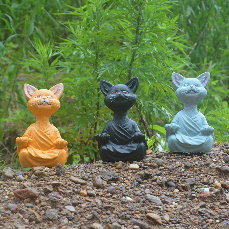 Whimsical Meditating Cat Buddha