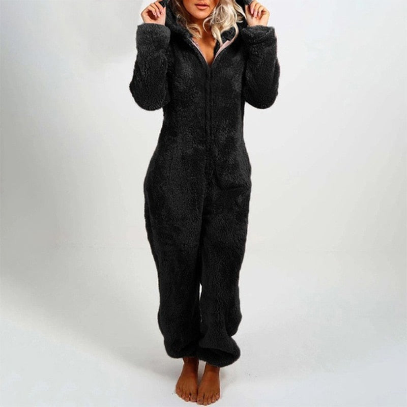 Fluffy Hooded Onesie Pajama