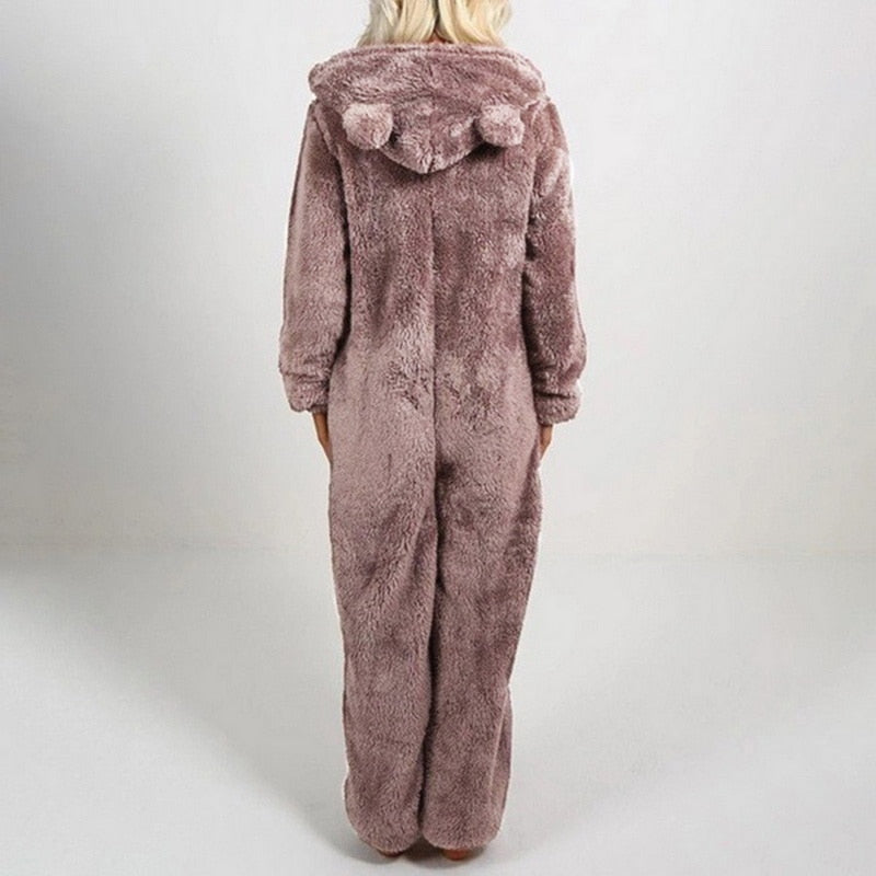 Fluffy Hooded Onesie Pajama